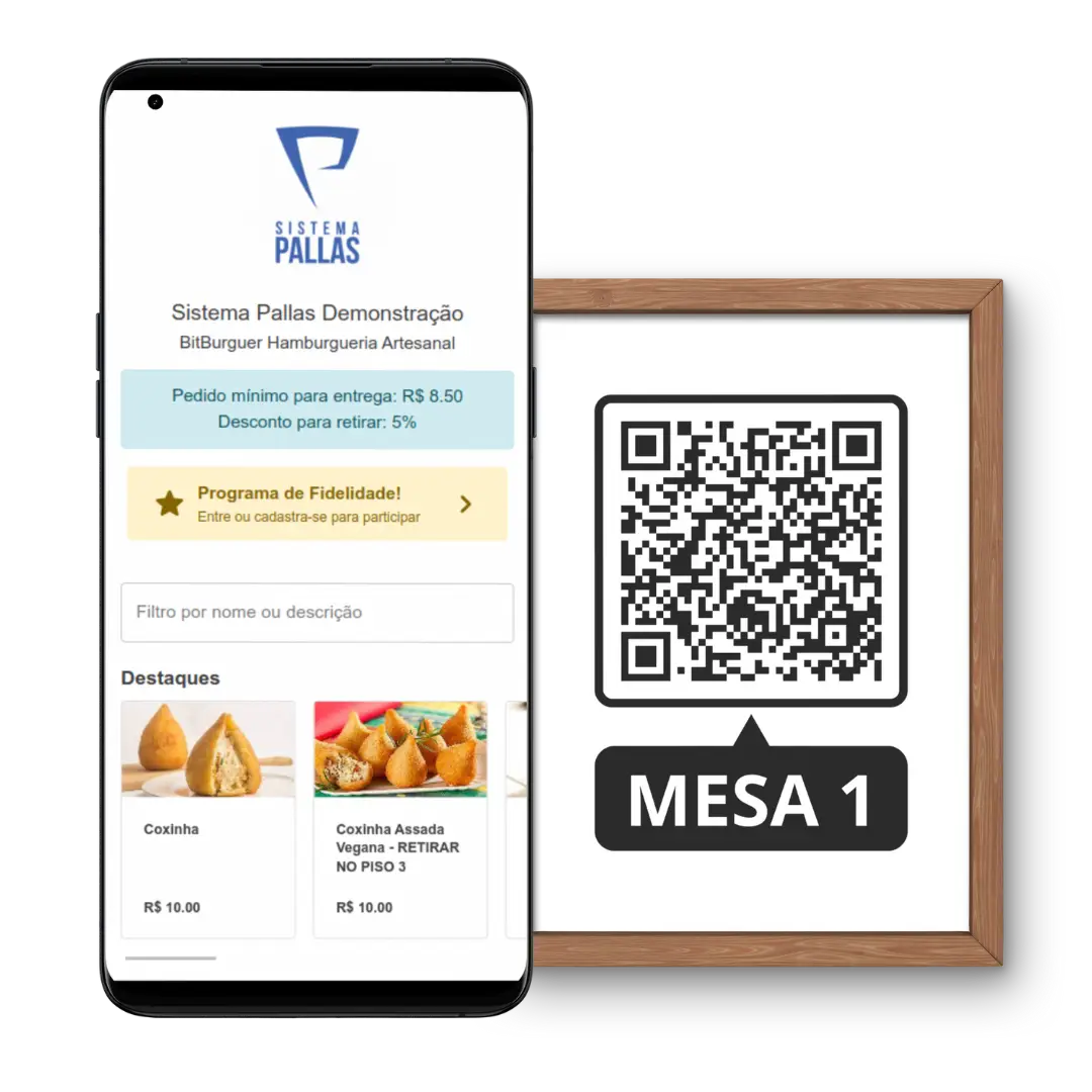 Imagem de exemplo do Cardápio QR-Code na Mesa do Sistema Pallas