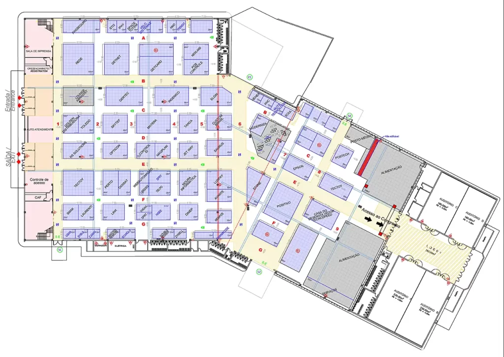 Imagem com a planta geral dos pavilhões da AutoCom 2024